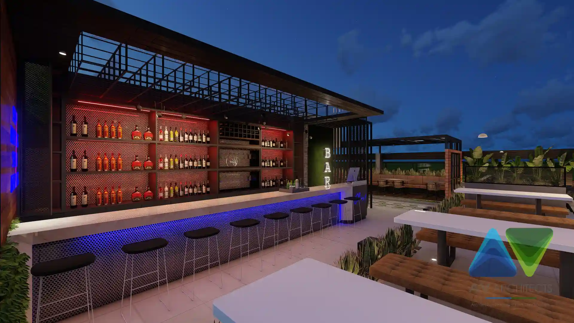 Fortal Rooftop Bar commercial Interior Project